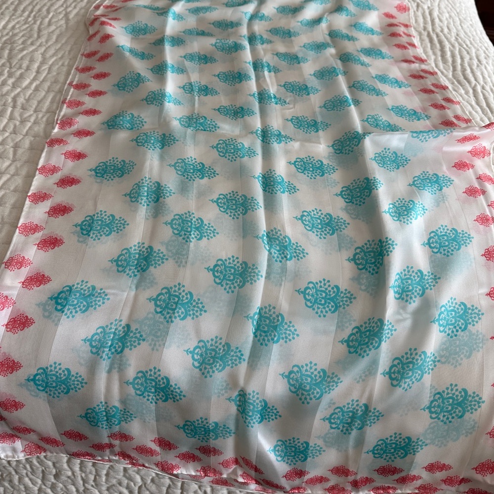 Elegant Blue and Pink Patterned Scarf - Spring, Easter